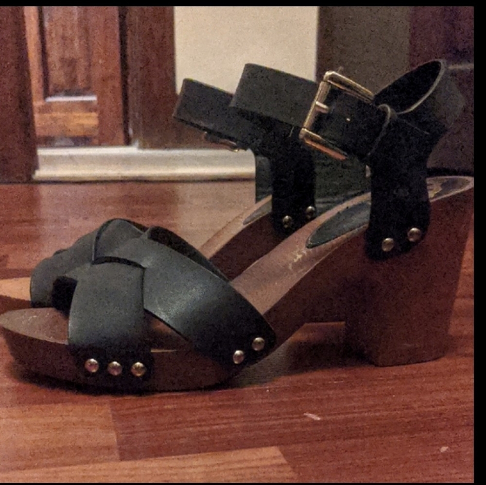 Fergalicious Black Chunky Heel Sandals